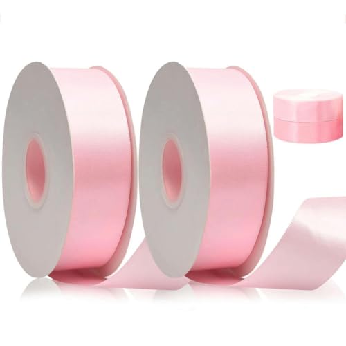 2 Rollen, 91,4 m/Rolle, 4 cm Band, geeignet für Blumenstrauß, Schleifen, Party und Dekoration, Rosa, Größe L von FAQIMORAX