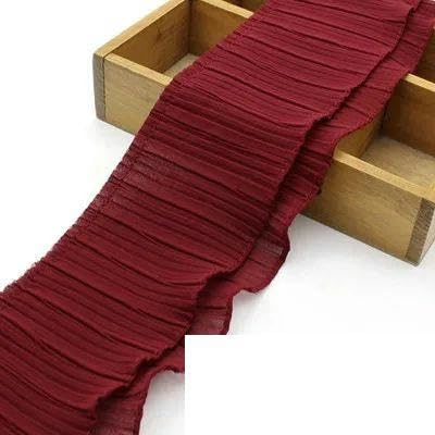 2 Yards, einlagig, Perlen-Chiffon, Faltenspitze, 11 cm, 15 Farben zur Auswahl, doppellagig, weinrot, 2 Yards 2 Yards, einlagig, Perlen-Chiffon, Faltenspitze, 11 cm, 15 Farben zur Auswahl, doppellagig, weinrot, 2 Yards von FAQIMORAX