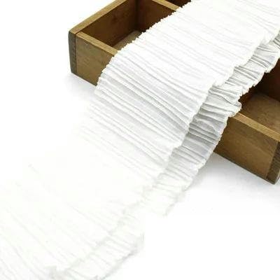 2 Yards, einlagige, doppellagige Chiffon-Faltenspitze mit Perlen, 11 cm, 15 Farben zur Auswahl, doppellagig, weiß, 2 Yards 2 Yards, einlagige, doppellagige Chiffon-Faltenspitze mit Perlen, 11 cm, 15 Farben zur Auswahl, doppellagig, weiß, 2 Yards von FAQIMORAX