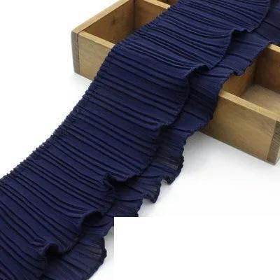 2 Yards, einlagige, doppellagige Chiffon-Faltenspitze mit Perlen, 11 cm, 15 Farben zur Auswahl, doppeltes Marineblau, 2 Yards 2 Yards, einlagige, doppellagige Chiffon-Faltenspitze mit Perlen, 11 cm, 15 Farben zur Auswahl, doppeltes Marineblau, 2 Yards von FAQIMORAX