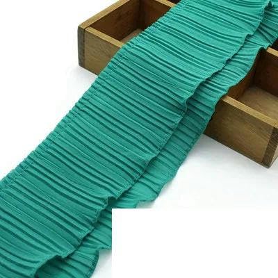 2 Yards, einlagige, doppellagige Chiffon-Faltenspitze mit Perlen, 11 cm, 15 Farben zur Auswahl, doppeltes Smaragdgrün, 2 Yards 2 Yards, einlagige, doppellagige Chiffon-Faltenspitze mit Perlen, 11 cm, 15 Farben zur Auswahl, doppeltes Smaragdgrün, 2 Yards von FAQIMORAX