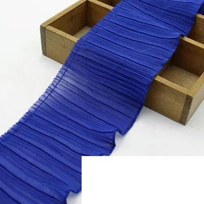 2 Yards, einlagige, doppellagige Chiffon-Faltenspitze mit Perlen, 11 cm, 15 Farben zur Auswahl, einlagig, Saphir, 2 Yards 2 Yards, einlagige, doppellagige Chiffon-Faltenspitze mit Perlen, 11 cm, 15 Farben zur Auswahl, einlagig, Saphir, 2 Yards von FAQIMORAX