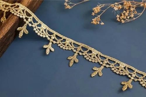 2 Yards Breite 3-3,5 CM Stickerei Gold Spitzenbesatz Zopf DIY Bekleidungszubehör-JDB27 von FAQIMORAX