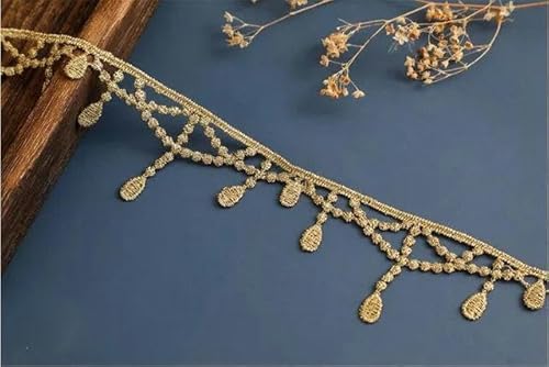 2 Yards Breite 3-3,5 CM Stickerei Gold Spitzenbesatz Zopf DIY Bekleidungszubehör-JDB28 von FAQIMORAX