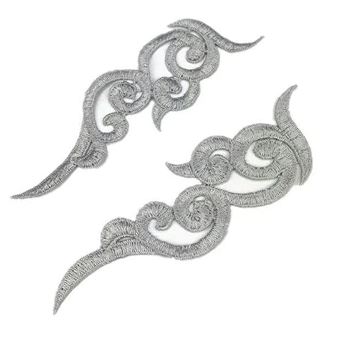 20 Blumen Patches bunte Wolken schwarz Applikation Zubehör-Grau-L von FAQIMORAX