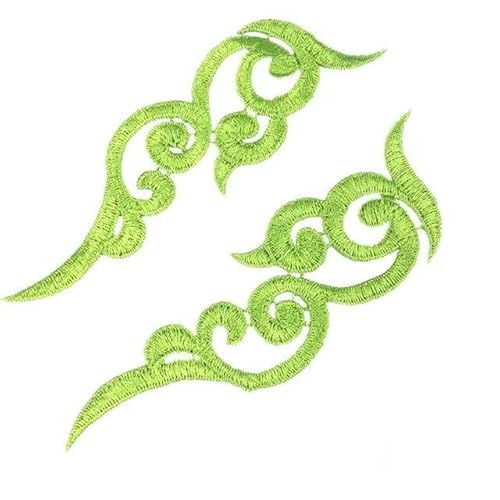20 Blumen Patches bunte Wolken schwarz Applikation Zubehör-fluoreszierend grün-L von FAQIMORAX