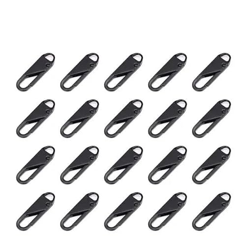 20 Reißverschlussschieber, Sofort-Reparaturset für Reißverschlüsse, Ersatz für kaputte Schnallen, Reisetaschen, Koffer, Reißverschlusskopf, DIY-Nähen, schwarz, 20 Stück von FAQIMORAX