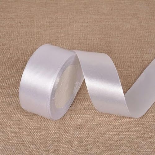 22 Meter/Rolle, 40 mm, einseitiges Satinband für Dekoration, Geburtstag, Party, Geschenkband, 1 Weiß, 22 m Länge von FAQIMORAX