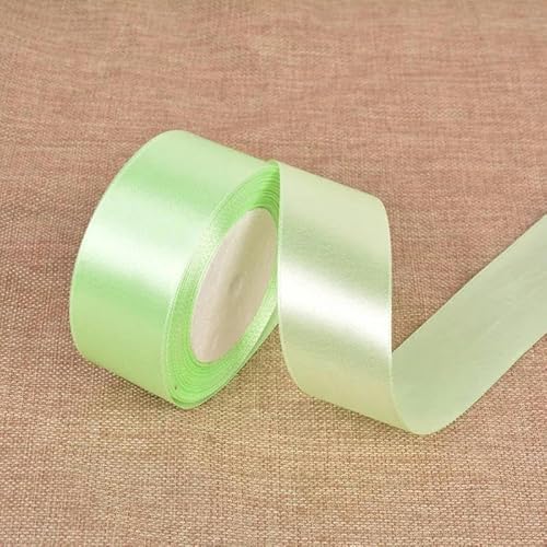 22 Meter/Rolle, 40 mm, einseitiges Satinband für Dekoration, Geburtstag, Party, Geschenkband, 80 Hellgrün, 22 m Länge von FAQIMORAX