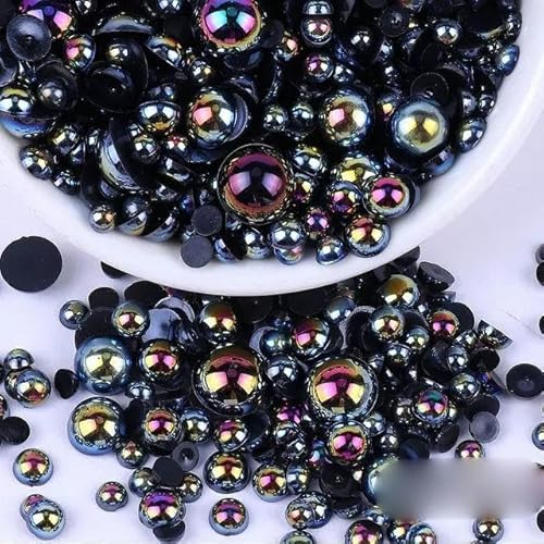 3–10 mm Farbe, runde Kunstperlen, flache Rückseite, DIY-Nageldekor, Schmuckherstellung, 18–6 mm, 120 Stück von FAQIMORAX