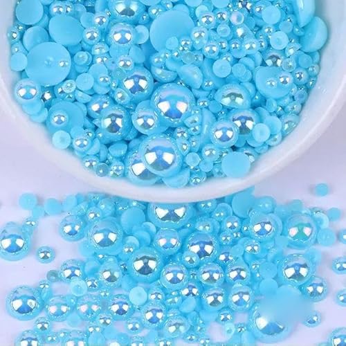 3–10 mm Farbe, runde Kunstperlen, flache Rückseite, DIY-Nageldekor, Schmuckherstellung, 3–6 mm, 120 Stück von FAQIMORAX
