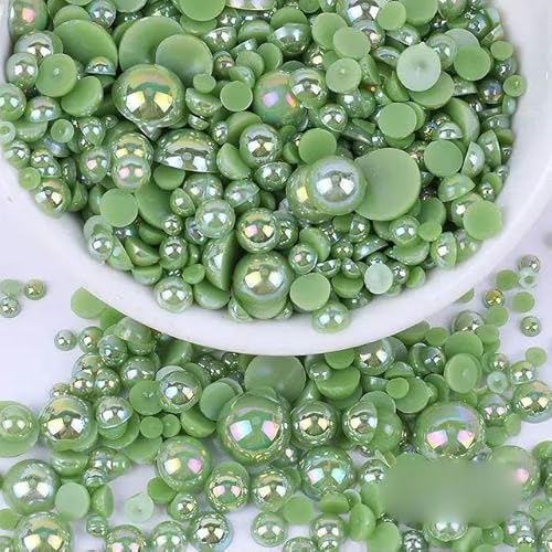 3–10 mm Farbe, runde Kunstperlen, flache Rückseite, DIY-Nageldekor, Schmuckherstellung, 6–6 mm, 120 Stück von FAQIMORAX