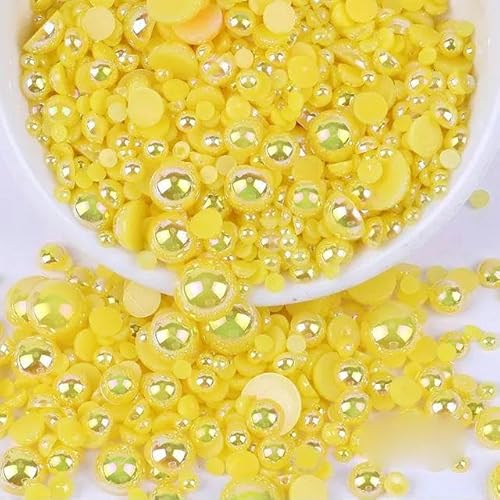 3–10 mm Farbe, runde Kunstperlen, flache Rückseite, DIY-Nageldekor, Schmuckherstellung, 9–10 mm, 30 Stück von FAQIMORAX
