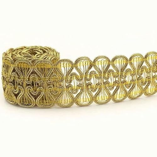 5 Meter Spitze zum Nähen, Gold/Silber, geflochtenes Band, gebogene Spitze, DIY-Kleidungszubehör, Gold 5 Meter Spitze zum Nähen, Gold/Silber, geflochtenes Band, gebogene Spitze, DIY-Kleidungszubehör, Gold von FAQIMORAX