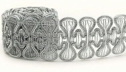 5 Meter Spitze zum Nähen, Gold/Silber, geflochtenes Band, gebogene Spitze, DIY-Kleidungszubehör, Silber von FAQIMORAX