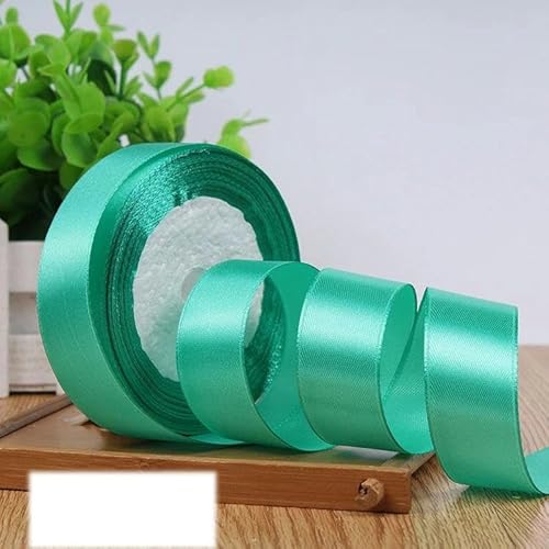 6-10-12-15-20-25-40-50 mm silbergraues Satinband, 22 Meter/Rolle, für Geburtstagspartys, Geschenkband, Blaugrün, 6 mm von FAQIMORAX