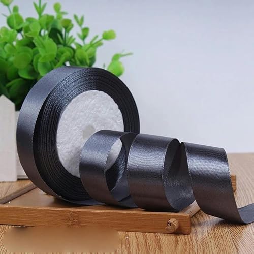 6-10-12-15-20-25-40-50 mm silbergraues Satinband, 22 Meter/Rolle, für Geburtstagspartys, Geschenkband, Dunkelgrau, 6 mm von FAQIMORAX
