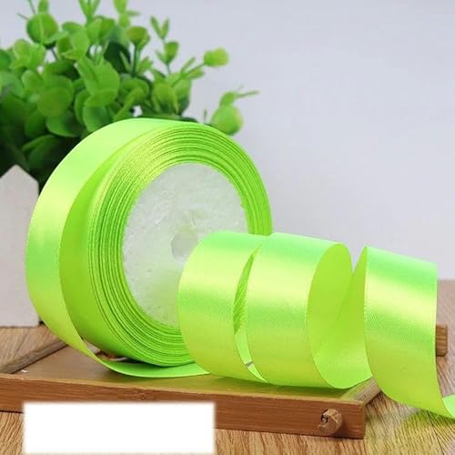 6-10-12-15-20-25-40-50 mm silbergraues Satinband, 22 Meter/Rolle, für Geburtstagspartys, Geschenkband, Neongrün, 15 mm von FAQIMORAX
