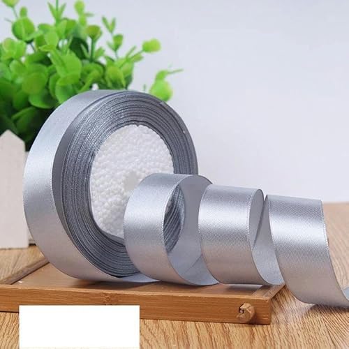 6-10-12-15-20-25-40-50 mm silbergraues Satinband, 22 Meter/Rolle, für Geburtstagspartys, Geschenkband, Silber, 15 mm von FAQIMORAX