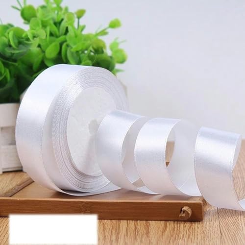 6-10-12-15-20-25-40-50 mm silbergraues Satinband, 22 Meter/Rolle, für Geburtstagspartys, Geschenkband, Weiß, 10 mm von FAQIMORAX