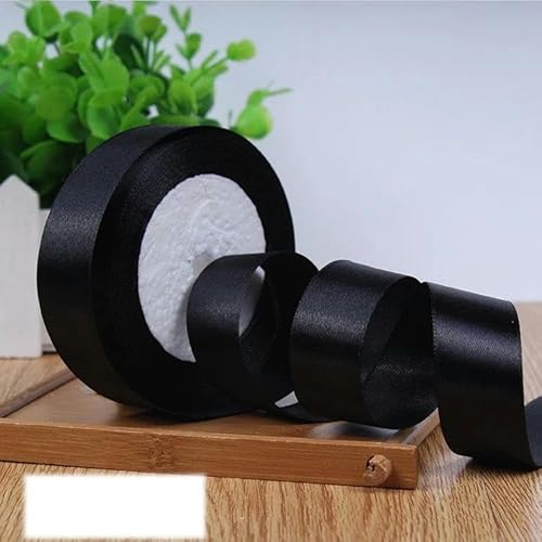 6-10-12-15-20-25-40-50 mm silbergraues Satinband, 22 Meter/Rolle, für Geburtstagspartys, Geschenkband, schwarz, 20 mm von FAQIMORAX
