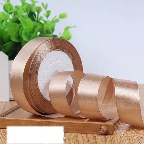 6-10-12-15-20-25-40-50 mm silbergraues Satinband, 22 m/Rolle, für Geburtstagspartys, Geschenkband, Hellbraun, 6 mm von FAQIMORAX