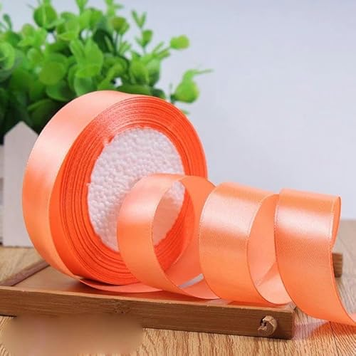 6-10-12-15-20-25-40-50 mm silbergraues Satinband, 22 m/Rolle, für Geburtstagspartys, Geschenkband, Hellorange, 25 mm von FAQIMORAX