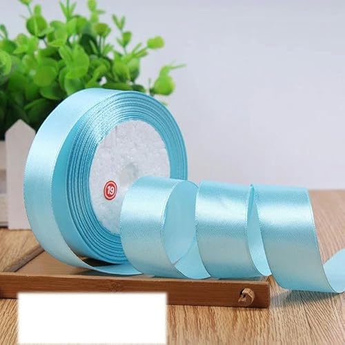 6-10-12-15-20-25-40-50 mm silbergraues Satinband, 22 m/Rolle, für Geburtstagspartys, Geschenkband, Seeblau, 6 mm von FAQIMORAX