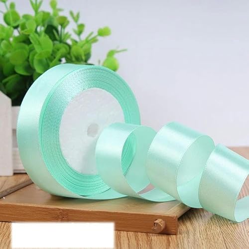 6-10-12-15-20-25-40-50 mm silbergraues Satinband, 22 m/Rolle, für Geburtstagspartys, Geschenkband, Wassergrün, 10 mm von FAQIMORAX