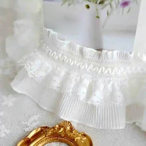 8 cm breite schwarze Chiffon-Stretch-Spitze, Handarbeit, elastische Rüsche zum Nähen von Bekleidung, weiß 8 cm breite schwarze Chiffon-Stretch-Spitze, Handarbeit, elastische Rüsche zum Nähen von Bekleidung, weiß von FAQIMORAX
