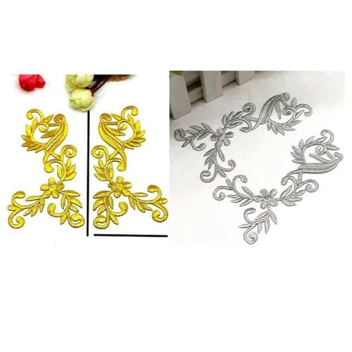 Applikationen zum Aufbügeln, goldene Stickerei, Aufnäher, Partydekoration, Vintage-Kleid, Kostüme, DIY, Heimtextilien, Gold/Silber, 1 Paar_d-Silber Applikationen zum Aufbügeln, goldene Stickerei, Aufnäher, Partydekoration, Vintage-Kleid, Kostüme, DIY, Heimtextilien, Gold/Silber, 1 Paar_d-Silber von FAQIMORAX