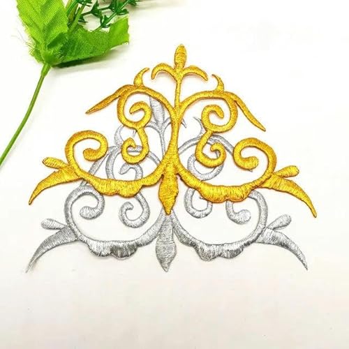 Applikationen zum Aufbügeln, goldene Stickerei, Aufnäher, Partydekoration, Vintage-Kleid, Kostüme, DIY, Heimtextilien, Gold/Silber, 1 Stück_o-Gold von FAQIMORAX
