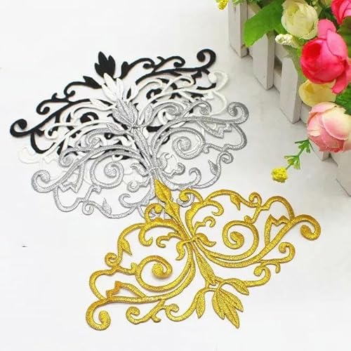 Applikationen zum Aufbügeln, goldene Stickerei, Aufnäher, Partydekoration, Vintage-Kleid, Kostüme, DIY, Heimtextilien, Gold/Silber, 1 Stück_t-Gold von FAQIMORAX