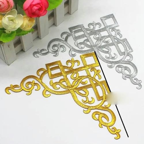Applikationen zum Aufbügeln, goldene Stickerei, Aufnäher, Partydekoration, Vintage-Kleid, Kostüme, Heimtextilien, Gold/Silber, 1 Stück_s-Silber von FAQIMORAX