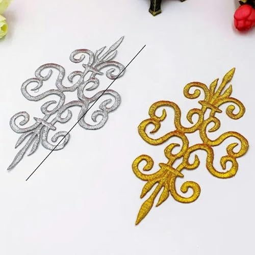 Aufbügler-Applikationen in Gold, Stickerei, Party-Dekoration, Vintage-Kleid, Kostüme, DIY, Heimtextilien, Gold/Silber, 1 Stück, Silber Aufbügler-Applikationen in Gold, Stickerei, Party-Dekoration, Vintage-Kleid, Kostüme, DIY, Heimtextilien, Gold/Silber, 1 Stück, Silber von FAQIMORAX
