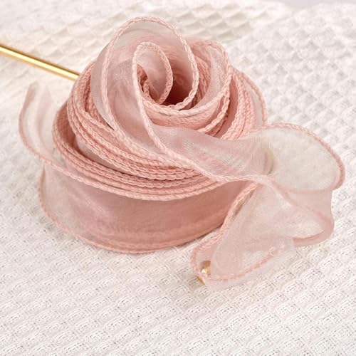 Chiffonband mit gewelltem Rand, Organza-Garnband, Blumenstrauß, Verpackung, Party-Dekoration, Zubehör, D-10 m x 4 cm, 2,2 / 10 m von FAQIMORAX