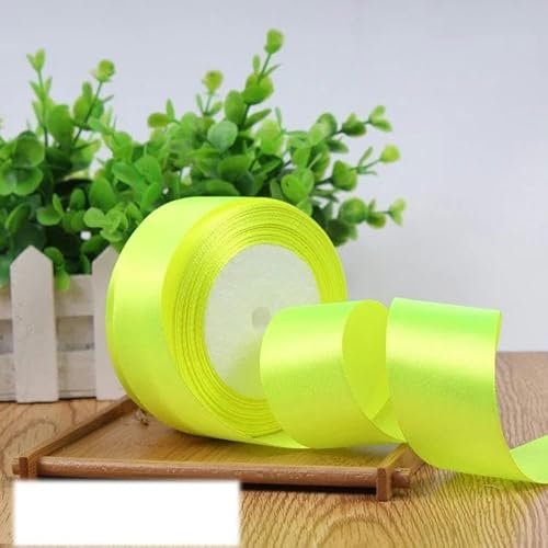 Einseitiges Satinband für Party-Dekoration, Einladungskarten, Geschenkband, 40 mm, fluoreszierendes Gelb, 40 mm Einseitiges Satinband für Party-Dekoration, Einladungskarten, Geschenkband, 40 mm, fluoreszierendes Gelb, 40 mm von FAQIMORAX