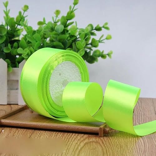 Einseitiges Satinband für Party-Dekoration, Einladungskarten, Geschenkband, 40 mm, fluoreszierendes Grün, 40 mm Einseitiges Satinband für Party-Dekoration, Einladungskarten, Geschenkband, 40 mm, fluoreszierendes Grün, 40 mm von FAQIMORAX