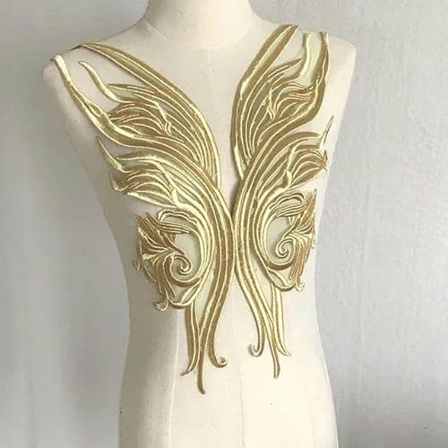 Gold Ausschnitt Kragen Spitze Patches Stickerei für Applikationen Dekoration DIY-Style19-1 Stück von FAQIMORAX