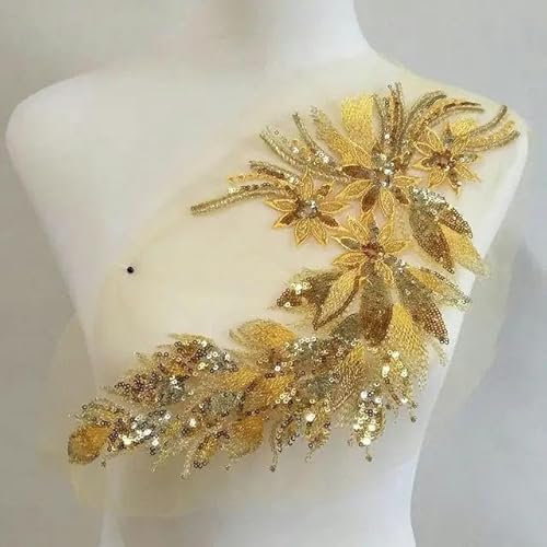 Goldfarbener Ausschnittkragen, Spitzenaufnäher, Stickerei für Applikationen, Dekoration, DIY-Style9, 1 Stück Goldfarbener Ausschnittkragen, Spitzenaufnäher, Stickerei für Applikationen, Dekoration, DIY-Style9, 1 Stück von FAQIMORAX