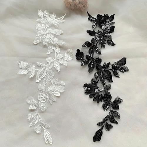 Pailletten-Blumenkleid-Applikationen, Stickbesätze, Netz-Nähflicken, DIY-Kleiderdekor, Schwarz, 2 Stück-Schwarz-2-teilig, 1 Paar Pailletten-Blumenkleid-Applikationen, Stickbesätze, Netz-Nähflicken, DIY-Kleiderdekor, Schwarz, 2 Stück-Schwarz-2-teilig, 1 Paar von FAQIMORAX