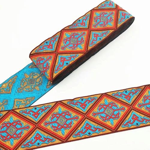 SBD23 Band mit ethnischem Vintage-Stickerei, Boho-Besatz, DIY, Kleidung, Tasche, Zubehör, bestickt, 7 m, 50 mm SBD23 Band mit ethnischem Vintage-Stickerei, Boho-Besatz, DIY, Kleidung, Tasche, Zubehör, bestickt, 7 m, 50 mm von FAQIMORAX