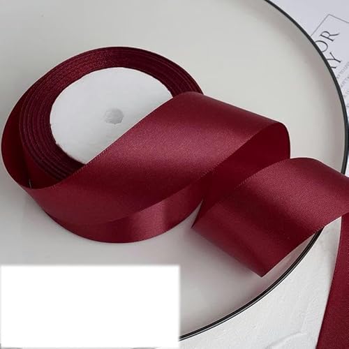 Satinband, 4 cm, Geschenkband für Geburtstagspartys, 33 Weinrot, 22,7 m Länge von FAQIMORAX