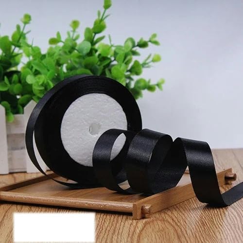 Satinband, 6/10/15/20/25/40/50 mm, Schwarz, 20 mm breit, 22 m lang Satinband, 6/10/15/20/25/40/50 mm, Schwarz, 20 mm breit, 22 m lang von FAQIMORAX