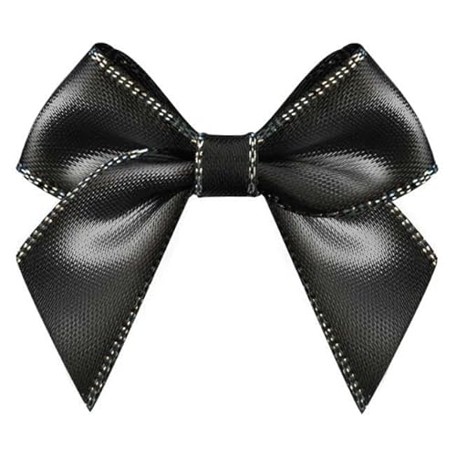 Schleifenbänder, Breite 45 mm ± 3 mm, Höhe 36 mm ± 3 mm, 200 Stück/Beutel, Band für DIY-Dekoration, Kinderkleidung, Zubehör, Silberrand, Satin030, Breite 45 mm, Höhe 36 mm von FAQIMORAX