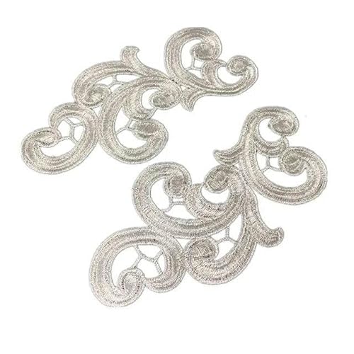 Schwarze Stickerei-Blumen-Spitzen-Applikation, Kragen, Kleiderzubehör, 17 cm x 9 cm, 5 Paar, Silber, 5 Paar Schwarze Stickerei-Blumen-Spitzen-Applikation, Kragen, Kleiderzubehör, 17 cm x 9 cm, 5 Paar, Silber, 5 Paar von FAQIMORAX