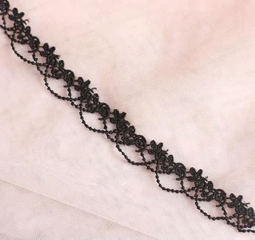 Yards Bunte Blumenstickerei Spitzenbesatz DIY Nähband-Schwarz von FAQIMORAX