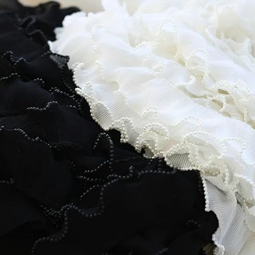 cm breites, neues Stickerei-Blumenperlen-Tüll-Spitzenband zum Selbernähen, Rüschenapplikation, Kragen, Dubai-Kleid-Dekor, Weiß, 5 cm breit, Yard cm breites, neues Stickerei-Blumenperlen-Tüll-Spitzenband zum Selbernähen, Rüschenapplikation, Kragen, Dubai-Kleid-Dekor, Weiß, 5 cm breit, Yard von FAQIMORAX
