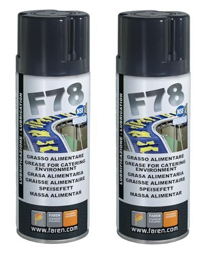 Faren F78, Schmierfett Spray für Lebensmittel, ungiftig und antioxidativ, FDA-konform, Korrosionsschutz für Lebensmittelmaschinen, wasserfest, 400 ml (2) von FAREN