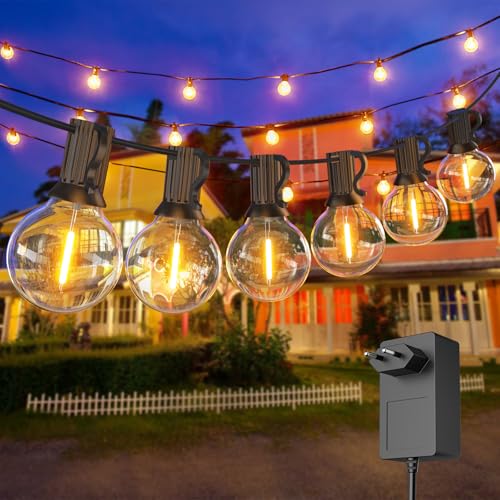 FARNY 15M/50FT LED Lichterkette Außen Strom mit 25+1 Glühbirnen, Wasserdicht 24V Niederspannungs Outdoor Lichterkette Glühbirnen, Warmweiß Lichterkette für Garten, Terrasse, Hochzeiten, Party FARNY 15M/50FT LED Lichterkette Außen Strom mit 25+1 Glühbirnen, Wasserdicht 24V Niederspannungs Outdoor Lichterkette Glühbirnen, Warmweiß Lichterkette für Garten, Terrasse, Hochzeiten, Party von FARNY